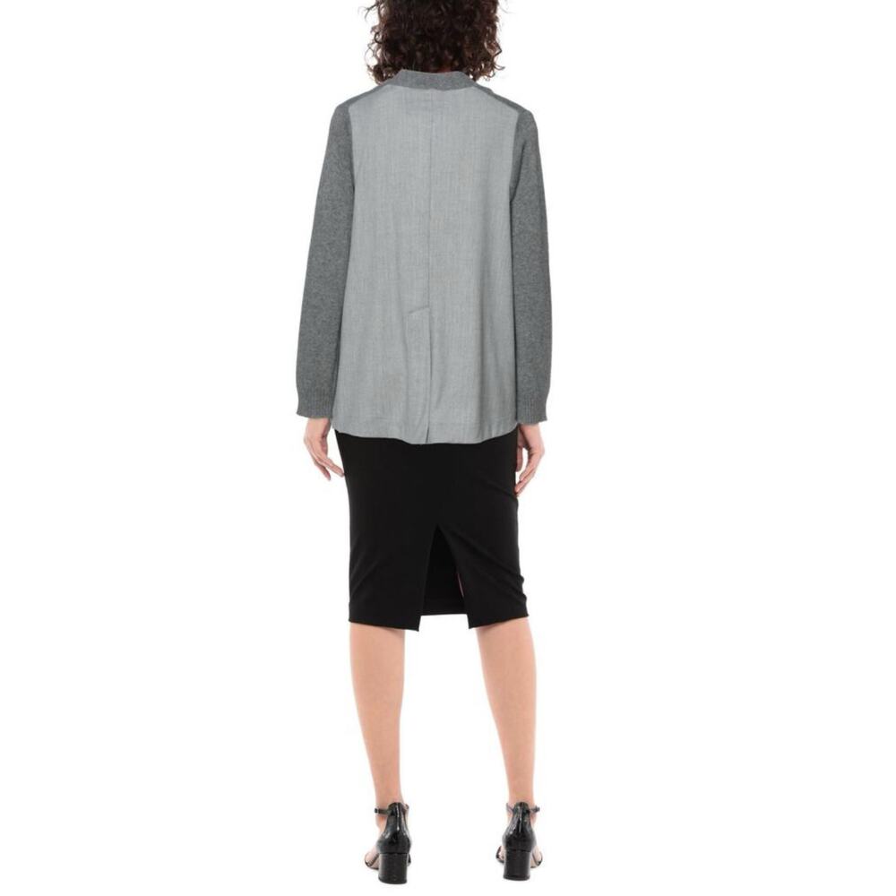 Semicouture Charcoal Gray Donna Wool Sweater Blazer Back Cardigan S NWT